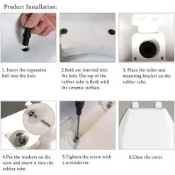 4 Pcs Toilet Seat Hinge Fasteners, Toilet Lid Expansion Screws Toilet Seat Fastener Toilet Seat Screws Set, Toilet Lid Replacement Parts -Comfort Bathroom Store 93528254 3