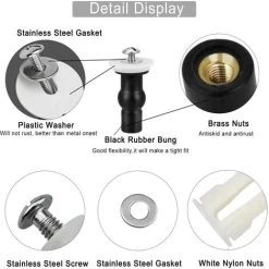 4 Pcs Toilet Seat Hinge Fasteners, Toilet Lid Expansion Screws Toilet Seat Fastener Toilet Seat Screws Set, Toilet Lid Replacement Parts -Comfort Bathroom Store 93528254 5