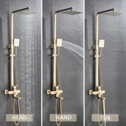 Gold Shower Panel Shower System Shower Shelf Set Solid Wall Shower Set Built-in Shower Gold -Comfort Bathroom Store 93564484 4