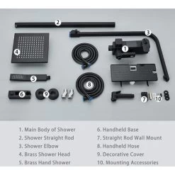 Ensemble De Douche Thermostatique Avec Pommeau De Douche De Pluie 3 Fonctions Douche Manuelle Et 180 Degrés Rotatif Pliant Buse De Baignoire Et Pistolet Avec 150 Cm De Tuyau De Douche Affichage De La -Comfort Bathroom Store 93564766 5