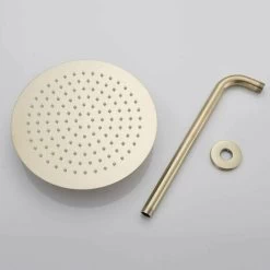 Ensemble De Douche Encastrable Doré Brossé 25cm25cm Système De Douche 2 Fonctions Mitigeur De Douche Avec Rond Ultra Fin Pommeau De Douche En Laiton Kit Douche Encastrable Plafond -Comfort Bathroom Store 93564775 2