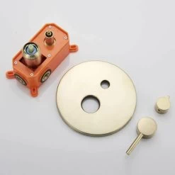 Ensemble De Douche Encastrable Doré Brossé 25cm25cm Système De Douche 2 Fonctions Mitigeur De Douche Avec Rond Ultra Fin Pommeau De Douche En Laiton Kit Douche Encastrable Plafond -Comfort Bathroom Store 93564775 4