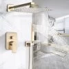 Ensemble De Douche Encastrable Doré Brossé 30cm30cm Système De Douche 2 Fonctions Mitigeur De Douche Avec Pommeau De Douche En Laiton Kit Douche Encastrable Plafond -Comfort Bathroom Store 93564790 1