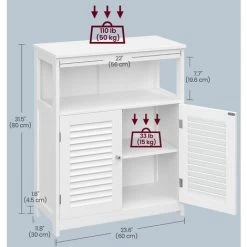 VASAGLE Wooden Bathroom Floor Cabinet Storage Organizer Rack Cupboard Free Standing With Double Shutter Door White By SONGMICS BBC40WT 11 VASAGLE Wooden Bathroom Floor Cabinet Storage Organizer Rack Cupboard Free Standing With Double Shutter Door White By SONGMICS BBC40WT -Comfort Bathroom Store 9369559 5