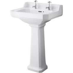 Hudson Reed Richmond 560mm Basin With 2 Tap Holes And Full Pedestal - CCR019