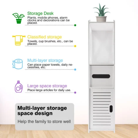 Bathroom Storage Cabinet Organiser Cupboard Utility Shelf Laundry Toilet Shelves 7 Bathroom Storage Cabinet Organiser Cupboard Utility Shelf Laundry Toilet Shelves - Image 5