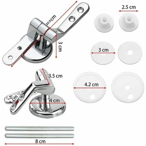 Toilet Seat Hinge, Set Of 2 Replacement Toilet Seat Hinges With Zinc Alloy Fixings 4 Toilet Seat Hinge, Set Of 2 Replacement Toilet Seat Hinges With Zinc Alloy Fixings - Image 2