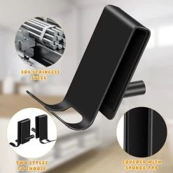 Double Sided Bathroom Shower Door Hook Glass Door Shower Towel Rack Stainless Steel No Drilling Towel Hook 1pc(Black) -Comfort Bathroom Store 93920678 5