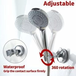 Detachable Adjustable Shower Head Holder Suction Cup Shower Wall Mount Reusable Shower Head Holder No Drilling Waterproof -Comfort Bathroom Store 93920836 2