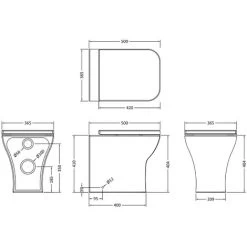 Square Rimless Back To Wall Toilet Pan With Soft Close Seat & Concealed Cistern Chrome Plate Button -Comfort Bathroom Store 94215220 2