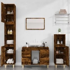 Sink Cabinet Smoked Oak 80x33x60 Cm Engineered Wood VidaXL -Comfort Bathroom Store 94408896 4
