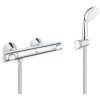 Grohe Precision Flow Thermostatic Shower Mixer Set + Hand Shower + Adjustable Wall Bracket + Hose 1750mm, Chrome