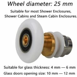 Set Of 4 Shower Enclosure Rollers, Sliding Door Rollers, Shower Door Rollers, Shower Door Rollers, 25mm Shower Enclosure Rollers, Cabin Rollers -Comfort Bathroom Store 94516721 4