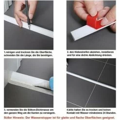 200cm Shower Water Stopper For Frameless Shower Door, Silicone Shower Threshold For Shower Floor, Water Noise Barrier For Bathroom And Kitchen (White) -Comfort Bathroom Store 94516837 3