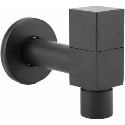 Black Brass Square Basin Faucet Wall Mounted Washing Faucets Cold Water Mixer Tap
