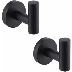 Wall Mounted Towel Hook Bathroom Robe Hooks Matte Black SUS304 Stainless Steel Coat Rack Rack Towel Rack Storage 2 Pieces