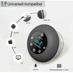 Shower Radio Bluetooth 5.0 Waterproof Speaker Wireless Bathroom Music -Comfort Bathroom Store 94517284 5