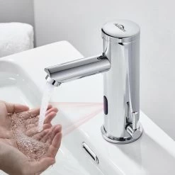 Electronic Infrared Basin Mixer Tap Cold And Hot Water Automatic Mixer Tap Brass Chrome Automatic Bathroom Sink Faucet -Comfort Bathroom Store 94518759 3