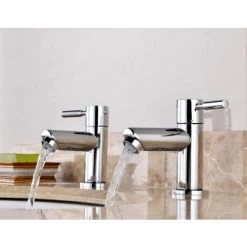 Pair Bathroom Sink Twin Taps Bath Basin Mini Mixer Modern Chrome Hot & Cold Water Kitchen Faucets Water Saving -Comfort Bathroom Store 94588986 3