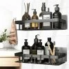Set Of 2 Shower Shelf Without Drilling, Aluminum Bathroom Wall Shelf With 4 Hooks, Self-Adhesive Shower Holder, Shower Storage For Bathroom/Kitchen/Bedroom -Comfort Bathroom Store 94611484 1