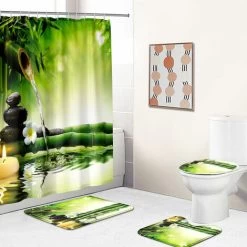 Bath Mat Set 3 Set Bamboo Stone Floral Pattern Toilet Contour Mat Non-slip Room Mat Soft And Comfortable Washable 9 Bath Mat Set 3 Set Bamboo Stone Floral Pattern Toilet Contour Mat Non-slip Room Mat Soft And Comfortable Washable -Comfort Bathroom Store 94629387 3