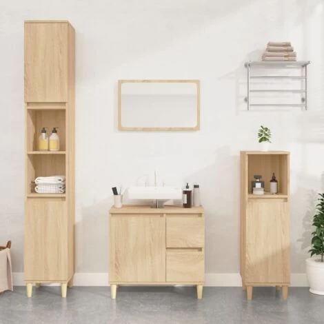 Bathroom Cabinet Sonoma Oak 30x30x100 Cm Engineered Wood VidaXL 4 Bathroom Cabinet Sonoma Oak 30x30x100 Cm Engineered Wood VidaXL - Image 2