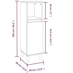 Bathroom Cabinet Sonoma Oak 30x30x100 Cm Engineered Wood VidaXL 9 Bathroom Cabinet Sonoma Oak 30x30x100 Cm Engineered Wood VidaXL -Comfort Bathroom Store 94678003 3