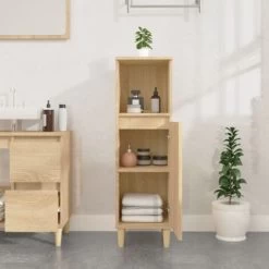 Bathroom Cabinet Sonoma Oak 30x30x100 Cm Engineered Wood VidaXL 10 Bathroom Cabinet Sonoma Oak 30x30x100 Cm Engineered Wood VidaXL -Comfort Bathroom Store 94678003 4