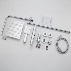 Biubiubath Thermostat Shower System With 10 Inch Rainfall Shower Head, Adjustable Height Riser Rail And Square Thermostatic Shower Mixer Set, Anti-Scald, Chrome Plated 9 Biubiubath Thermostat Shower System With 10 Inch Rainfall Shower Head, Adjustable Height Riser Rail And Square Thermostatic Shower Mixer Set, Anti-Scald, Chrome Plated -Comfort Bathroom Store 94713570 3
