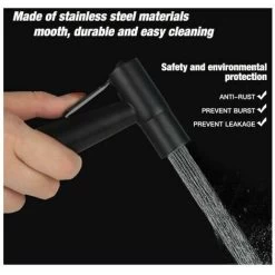 WC Hand Shower Kit, 1.5 M Hose And Support, G1/2 Adapters Black -Comfort Bathroom Store 94721257 3