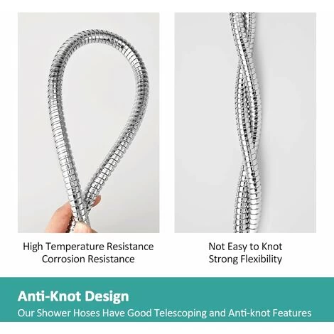 EMKE Replacement Shower Hose 1.7m Stainless Steel Shower Hose G1/2 Universal For Anti-Kink Anti-Explosion Leakproof Strong Tensile Chrome 5 EMKE Replacement Shower Hose 1.7m Stainless Steel Shower Hose G1/2 Universal For Anti-Kink Anti-Explosion Leakproof Strong Tensile Chrome - Image 3