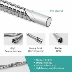 EMKE Replacement Shower Hose 1.7m Stainless Steel Shower Hose G1/2 Universal For Anti-Kink Anti-Explosion Leakproof Strong Tensile Chrome 10 EMKE Replacement Shower Hose 1.7m Stainless Steel Shower Hose G1/2 Universal For Anti-Kink Anti-Explosion Leakproof Strong Tensile Chrome -Comfort Bathroom Store 94901588 4