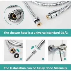 EMKE Replacement Shower Hose 1.7m Stainless Steel Shower Hose G1/2 Universal For Anti-Kink Anti-Explosion Leakproof Strong Tensile Chrome 11 EMKE Replacement Shower Hose 1.7m Stainless Steel Shower Hose G1/2 Universal For Anti-Kink Anti-Explosion Leakproof Strong Tensile Chrome -Comfort Bathroom Store 94901588 5