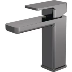 Nuie Windon Brushed Gunmetal Mono Basin Mixer Tap With Push Button Waste - WIN705