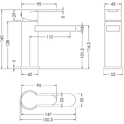 Nuie Windon Brushed Gunmetal Mono Basin Mixer Tap With Push Button Waste - WIN705 5 Nuie Windon Brushed Gunmetal Mono Basin Mixer Tap With Push Button Waste - WIN705 - Image 3