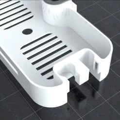 ABS Shower Shelf Bathroom Shower Caddy Rack Organizer For Soap Shampoo Conditioner With Two Hidden Hooks Detachable Shower Storage NO Drilling Wall Mounted For 25 Mm Riser Rail -Comfort Bathroom Store 95433778 3