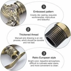 Vintage Faucet, Dragon Carved Faucet Zinc Alloy, 1/2" Wall Faucet, Antique Copper Faucet Garden, Faucet Basin Faucet For Bathroom Garden Kitchen 11 Vintage Faucet, Dragon Carved Faucet Zinc Alloy, 1/2" Wall Faucet, Antique Copper Faucet Garden, Faucet Basin Faucet For Bathroom Garden Kitchen -Comfort Bathroom Store 95521715 5