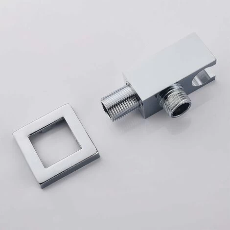 Chrome Hose Fitting With 1/2" Square Brass Hand Shower Holder, Shower Elbow With Holder, Hand Shower Sand Fitting 4 Chrome Hose Fitting With 1/2" Square Brass Hand Shower Holder, Shower Elbow With Holder, Hand Shower Sand Fitting - Image 2