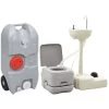 Portable Camping Toilet And Handwash Stand Set With Water Tank VidaXL