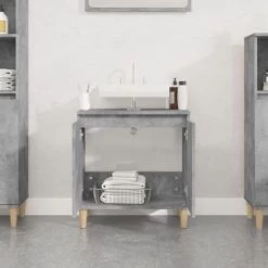 Sink Cabinet Concrete Grey 58x33x60 Cm Engineered Wood VidaXL -Comfort Bathroom Store 95546474 4
