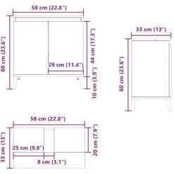 Sink Cabinet Smoked Oak 58x33x60 Cm Engineered Wood VidaXL -Comfort Bathroom Store 95547039 3