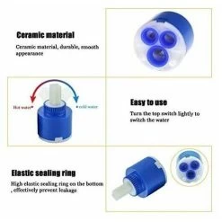 Ceramic Faucet Replacement Inner 3Pcs Ceramic Cartridge Cartridge Controller Faucet Replacement Faucet For Bathroom Mixer Tap (Blue 35Mm) -Comfort Bathroom Store 95647835 3