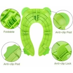 Foldable Children's Toilet Seat Reducer Travel Toilet For Baby Comfort PP With Equipment 4 Silicone Non-Slip Pads And 1 Bag - Green -Comfort Bathroom Store 95647884 4