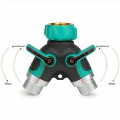 Garden Hose Splitter, 3/4 Zinc Alloy Distributor With 2 Valve Outlets, Adjustable And Lockable Water Flow With 2 Connectors And 3 Washers -Comfort Bathroom Store 95877374 3