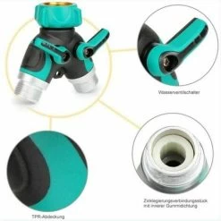 Garden Hose Splitter, 3/4 Zinc Alloy Distributor With 2 Valve Outlets, Adjustable And Lockable Water Flow With 2 Connectors And 3 Washers -Comfort Bathroom Store 95877374 5