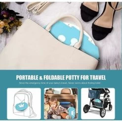 One Piece Infant Potty Potty Baby Child Potty Portable Foldable Potty Kids Travel Toilet Learning Cleaning Kids Boys Girls Car Potty Indoor Outdoor Park Camping (Green) -Comfort Bathroom Store 95947443 3