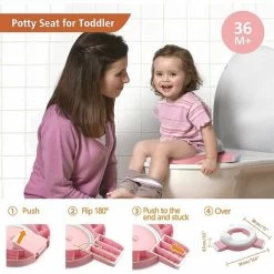One Piece Foldable Toilet Seat For Kids 3 In 1 Baby Chair Toilet Seat With Splashback High Quality Travel Seat Cover For Boys And Girls (Pink) -Comfort Bathroom Store 95947664 3