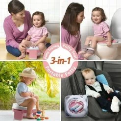 One Piece Foldable Toilet Seat For Kids 3 In 1 Baby Chair Toilet Seat With Splashback High Quality Travel Seat Cover For Boys And Girls (Pink) -Comfort Bathroom Store 95947664 4
