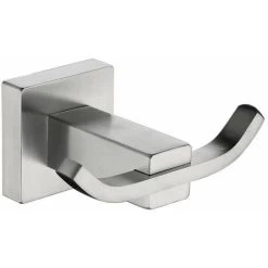 1pc Wall Mount Double Hook For Living Room Bathroom Bathrobe Towel Hook, Stainless Steel