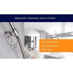 LITZEE Shower Holder Frame Rotating Shower Holder Shinny Aluminum DIY Marble Strong Shower Holder Flexible Functional Holder With Extra Hook For Shower -Comfort Bathroom Store 96305836 4